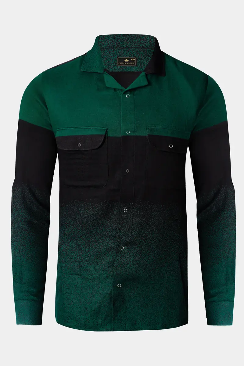 Verdant Echo-Zucchini Green Printed Oxford Premium Cotton Casual Designer Shirt 2