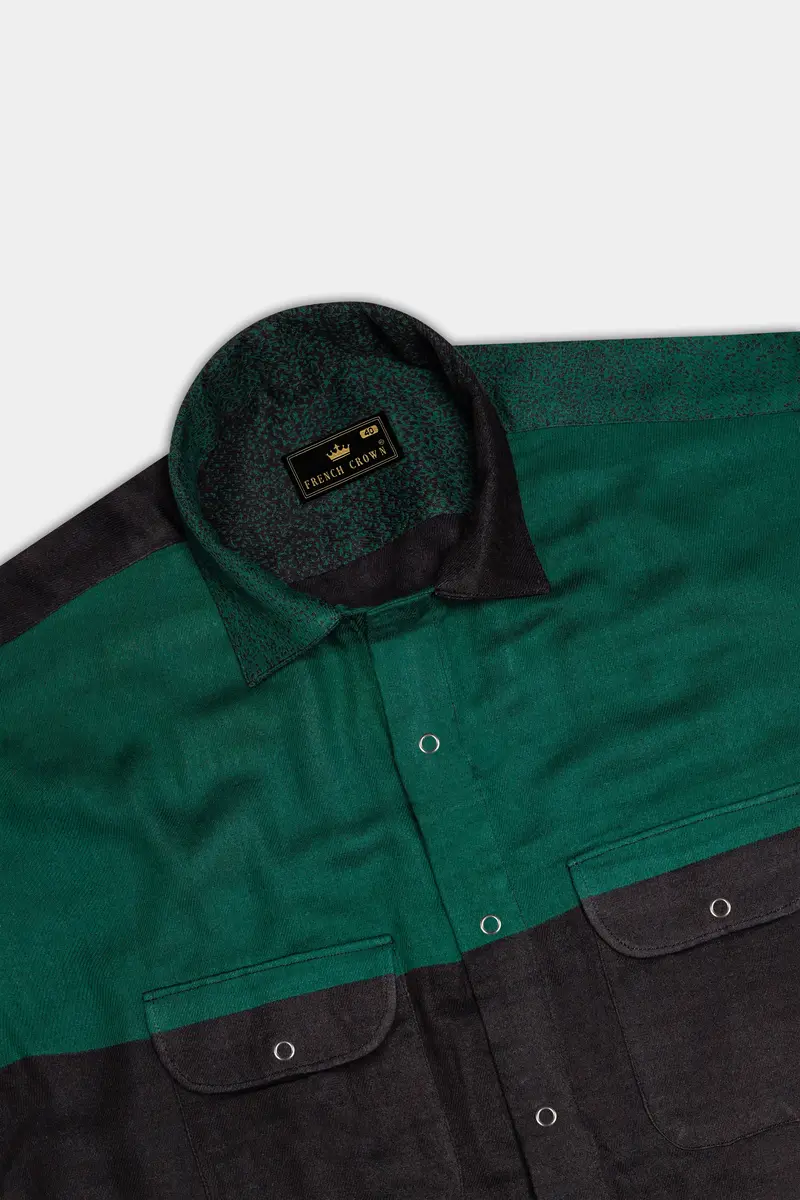 Verdant Echo-Zucchini Green Printed Oxford Premium Cotton Casual Designer Shirt 6
