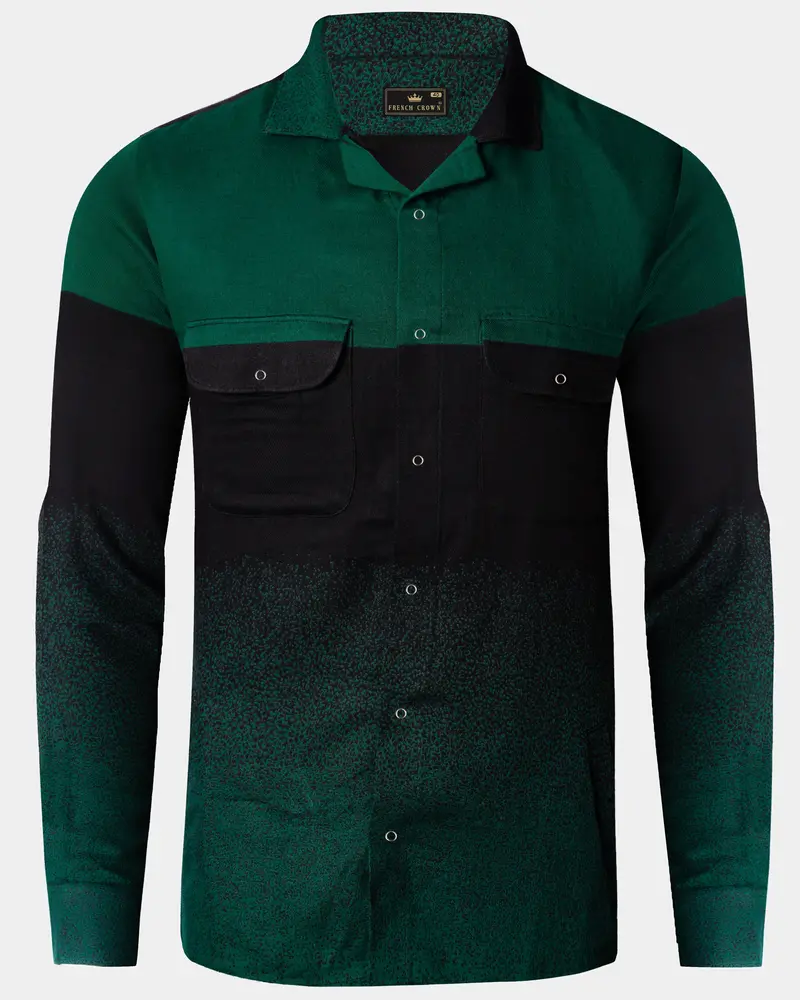 Verdant Echo-Zucchini Green Printed Oxford Premium Cotton Casual Designer Shirt 8