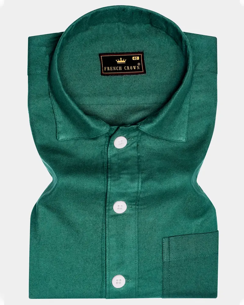Verdant Haven-Plantation Green Solid Flannel Premium Cotton Designer Overshirt/Shacket 1
