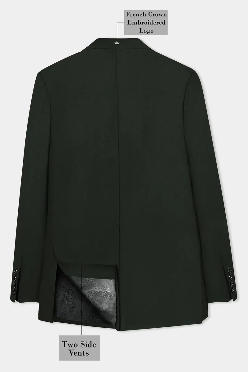 Verdant Majesty-Juniper Green Solid Wool Rich Double Breasted Slight Stretch Suit 10