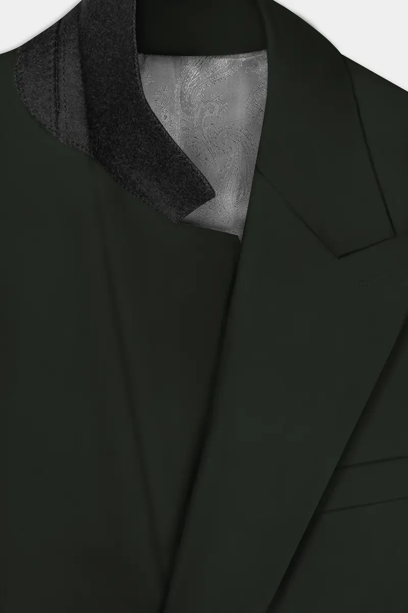 Verdant Majesty-Juniper Green Solid Wool Rich Double Breasted Slight Stretch Suit 8