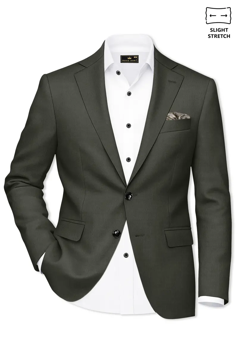 Verdant Majesty-Juniper Green Solid Wool Rich Single Breasted Slight Stretch Suit 10