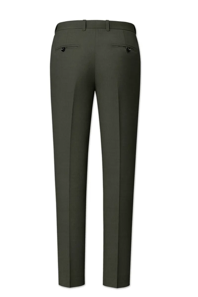 Verdant Majesty-Juniper Green Solid Wool Rich Single Breasted Slight Stretch Suit 14