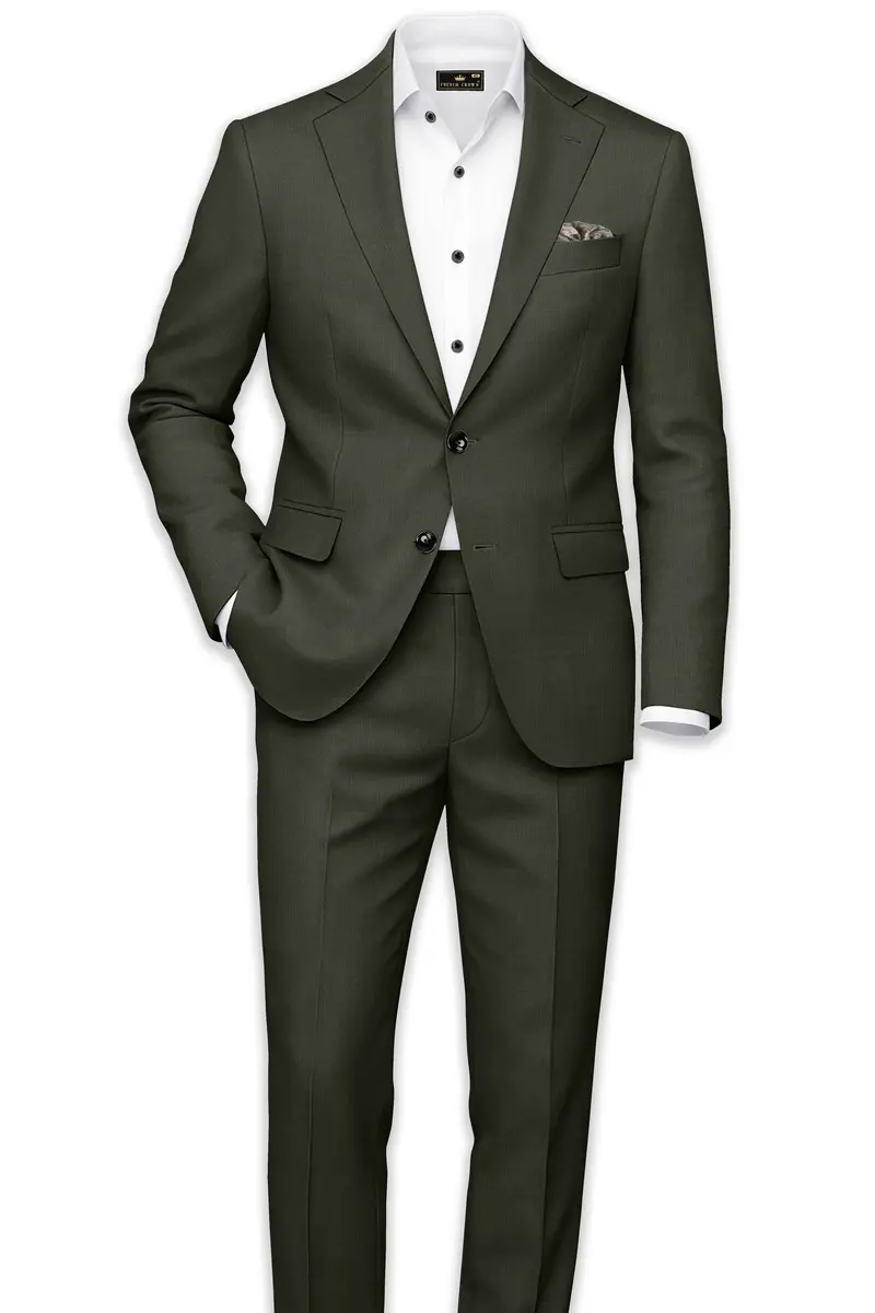 Verdant Majesty-Juniper Green Solid Wool Rich Single Breasted Slight Stretch Suit 4