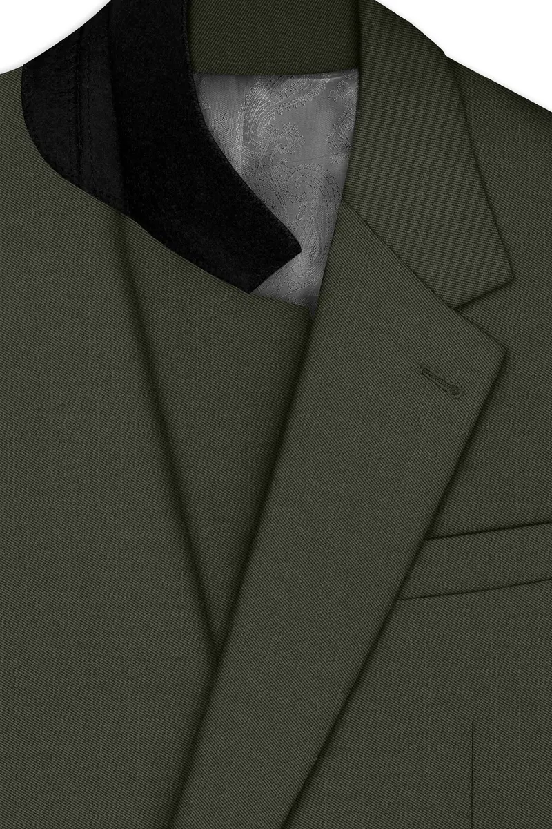 Verdant Majesty-Juniper Green Solid Wool Rich Single Breasted Slight Stretch Suit 5