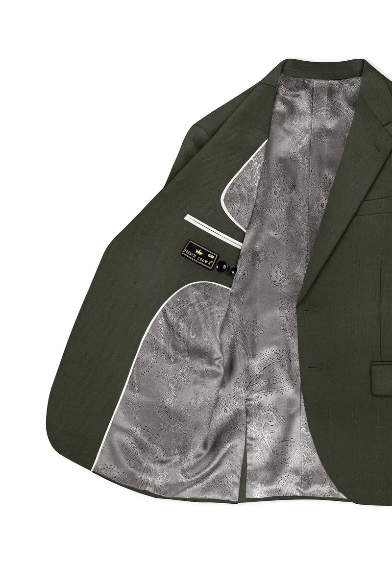 Verdant Majesty-Juniper Green Solid Wool Rich Single Breasted Slight Stretch Suit 6
