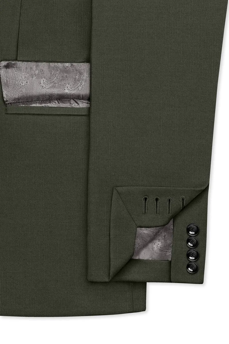 Verdant Majesty-Juniper Green Solid Wool Rich Single Breasted Slight Stretch Suit 7