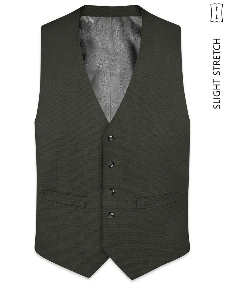 Verdant Majesty-Juniper Green Solid Wool Rich Slight Stretch Waistcoat 1