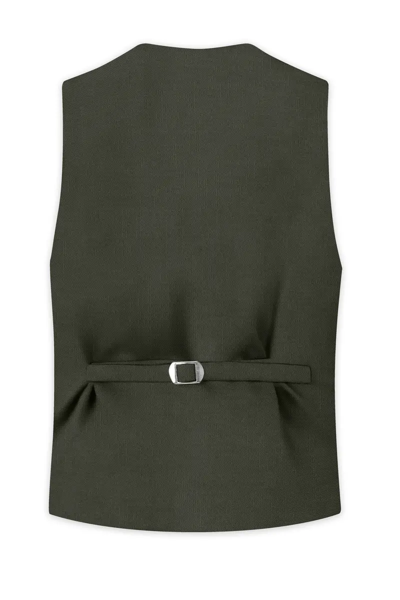 Verdant Majesty-Juniper Green Solid Wool Rich Slight Stretch Waistcoat 4