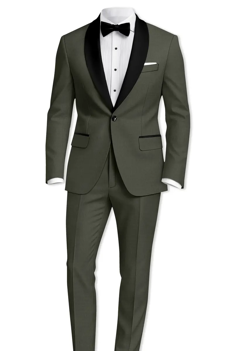 Verdant Majesty-Juniper Green Solid Wool Rich Tuxedo Slight Stretch Blazer 9