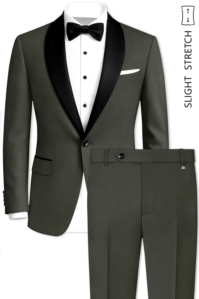 Verdant Majesty-Juniper Green Solid Wool Rich Tuxedo Slight Stretch Suit 2