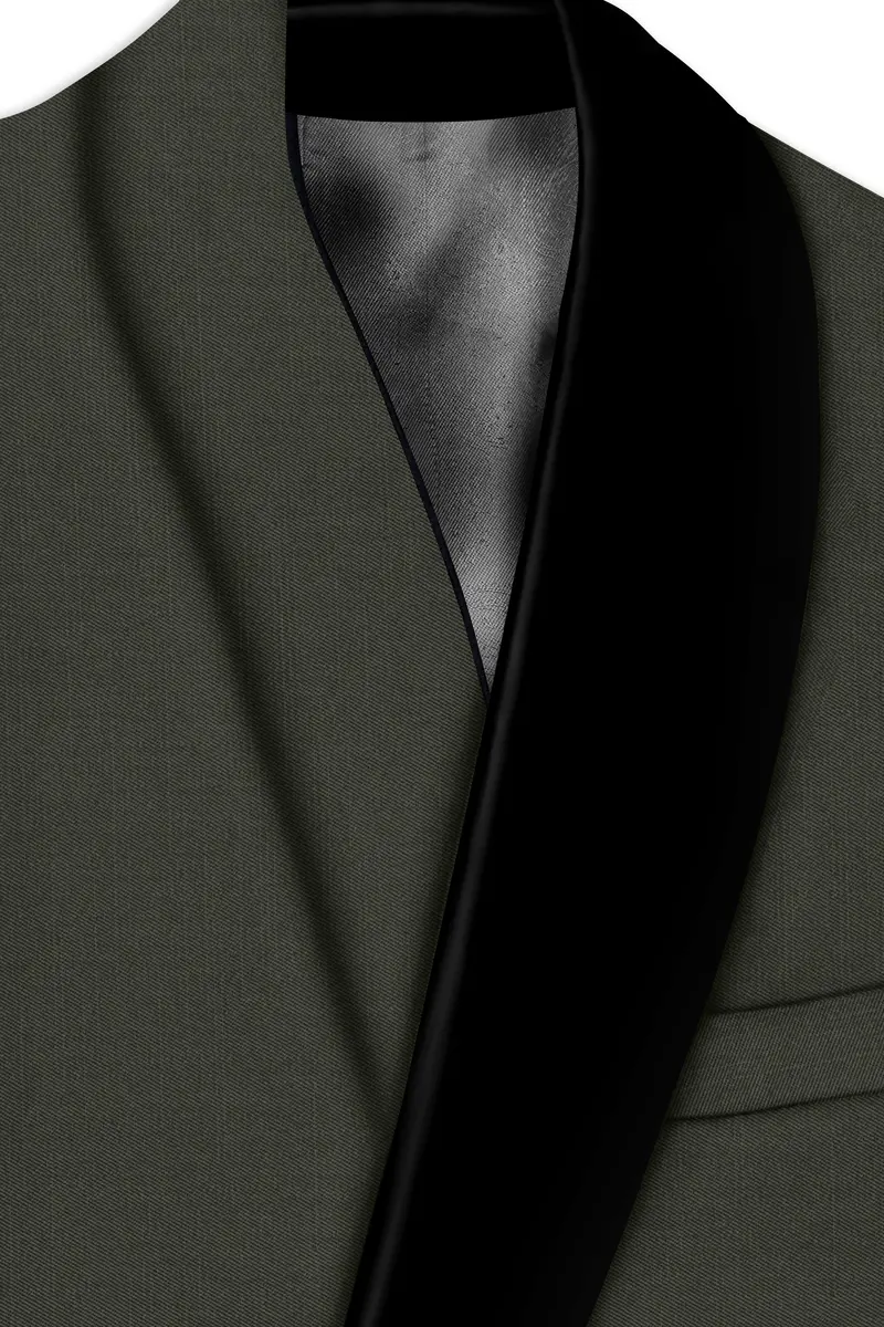 Verdant Majesty-Juniper Green Solid Wool Rich Tuxedo Slight Stretch Suit 5