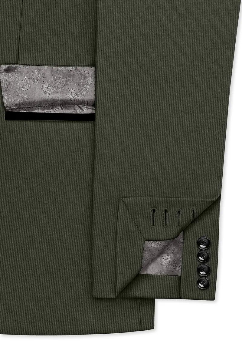 Verdant Majesty-Juniper Green Solid Wool Rich Tuxedo Slight Stretch Suit 7