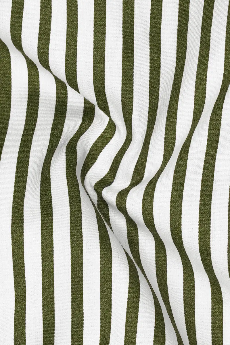 Verdant-Verdigris Green And Bright White Candy Striped Super Soft Premium Cotton Dress White Cuff Collar Shirt 3