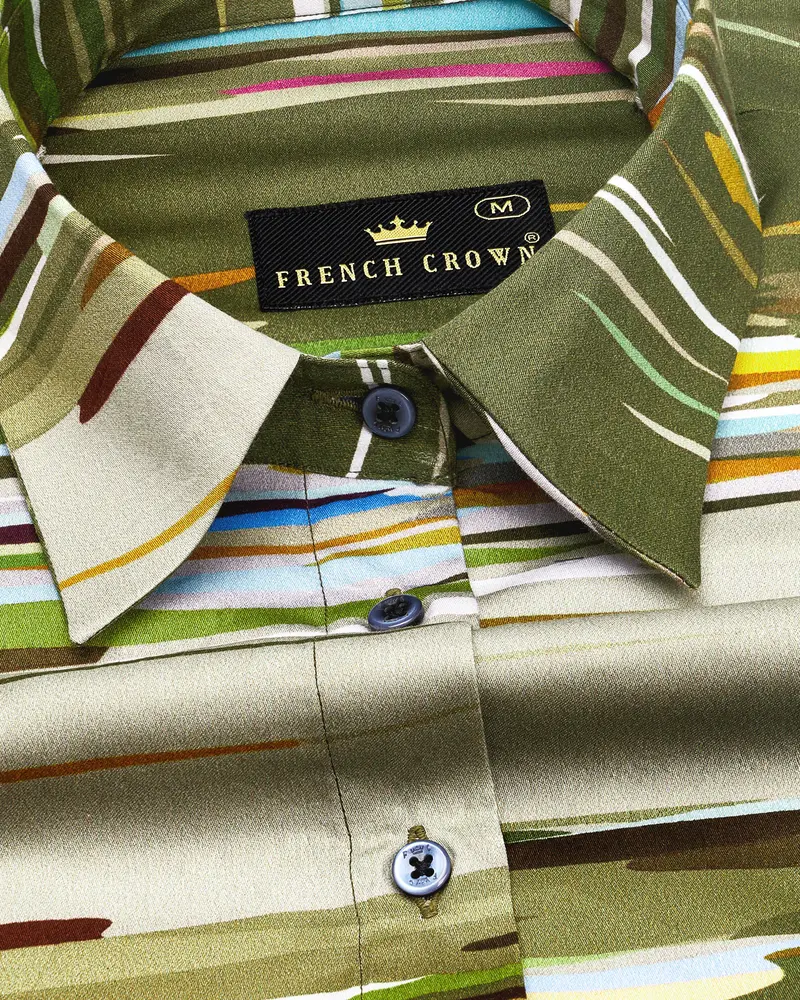 Verdigris Green Multicolour Printed Premium Tencel Shirt 6