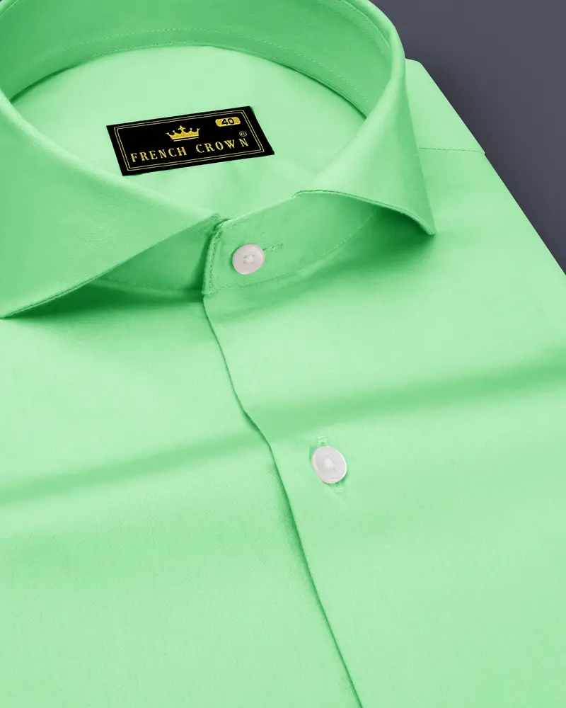 Verdoro Celadon Green Subtle Sheen Super Soft Premium Cotton Cut Away Collar Dress Shirt 1