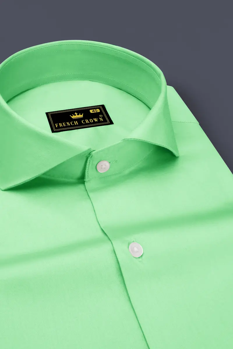 Verdoro Celadon Green Subtle Sheen Super Soft Premium Cotton Cut Away Collar Dress Shirt 2