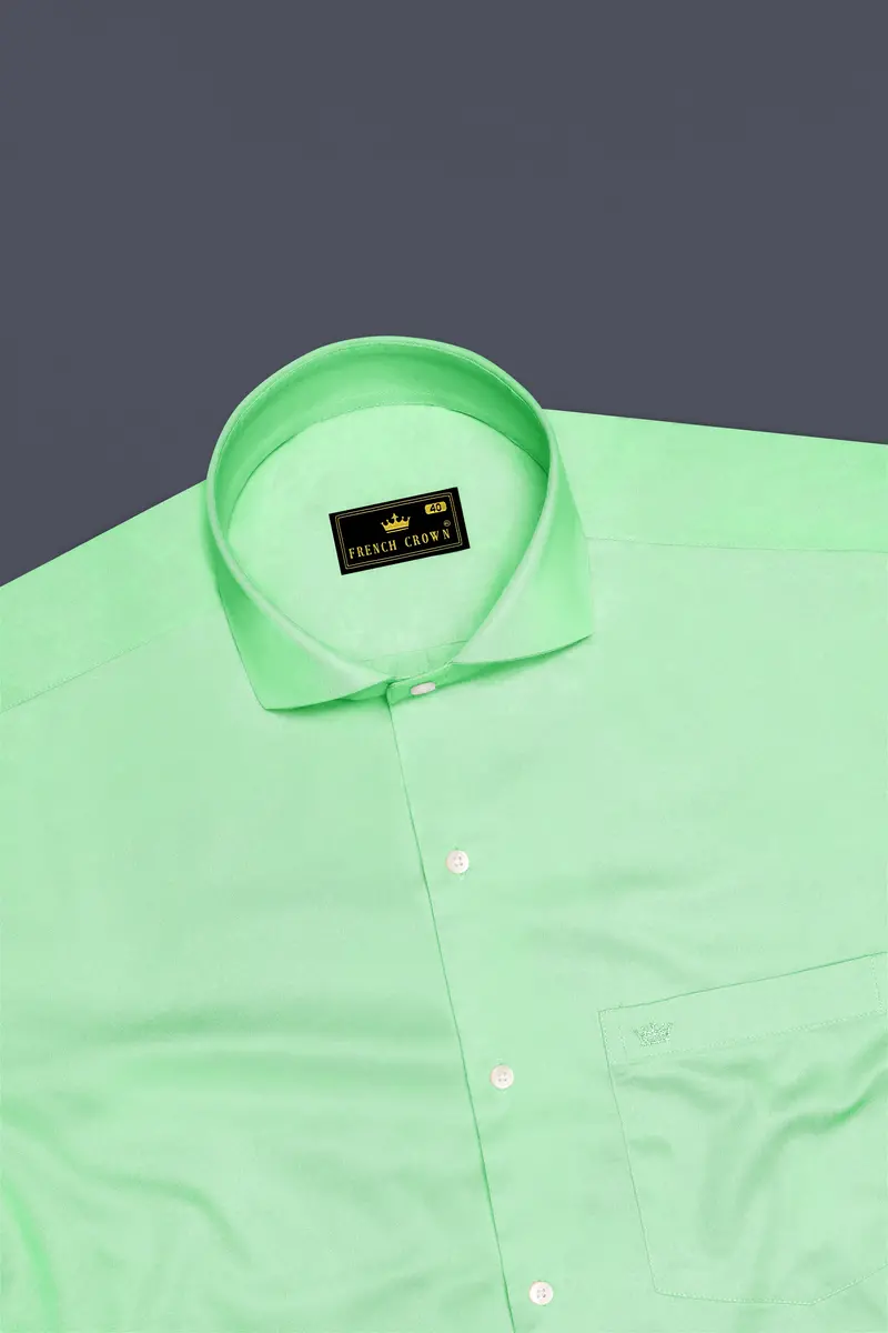 Verdoro Celadon Green Subtle Sheen Super Soft Premium Cotton Cut Away Collar Dress Shirt 5
