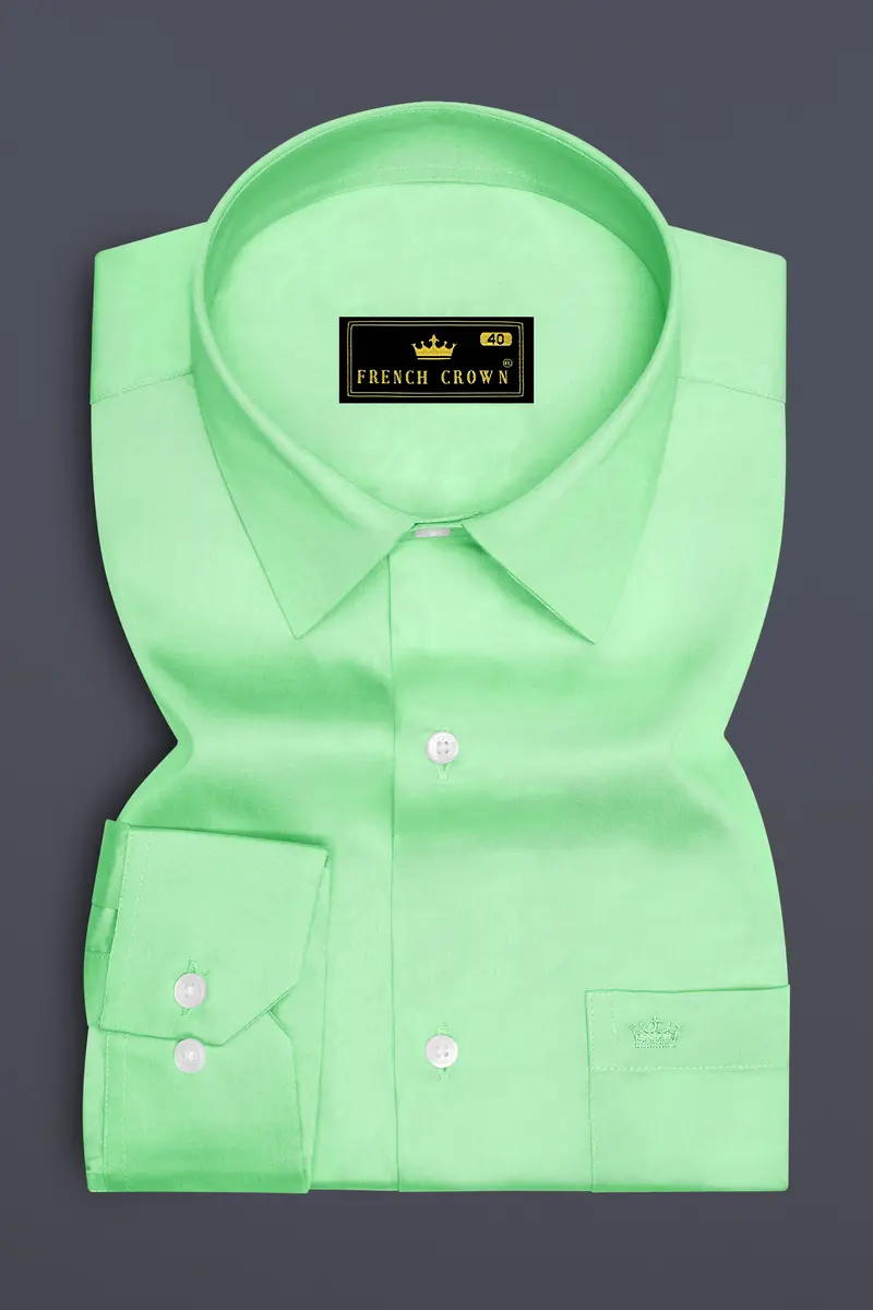 Verdoro Celadon Green Subtle Sheen Super Soft Premium Cotton Dress Shirt 4