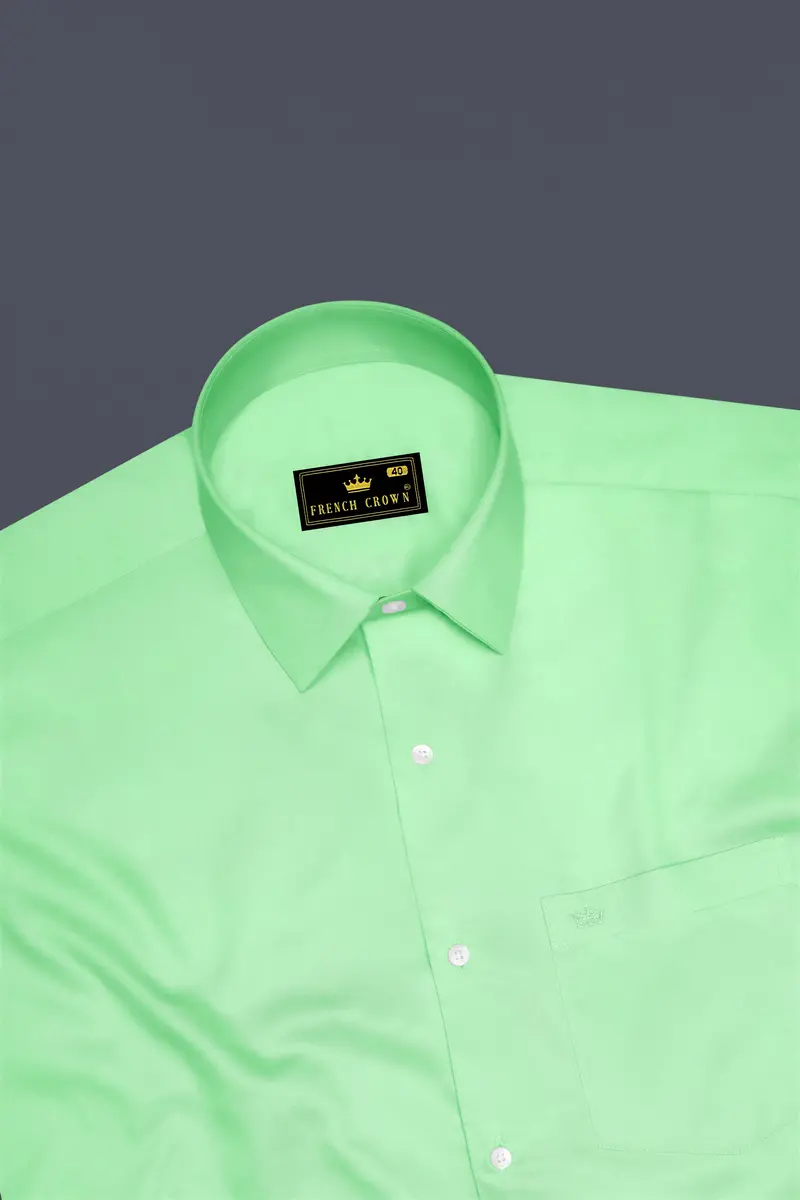 Verdoro Celadon Green Subtle Sheen Super Soft Premium Cotton Dress Shirt 5
