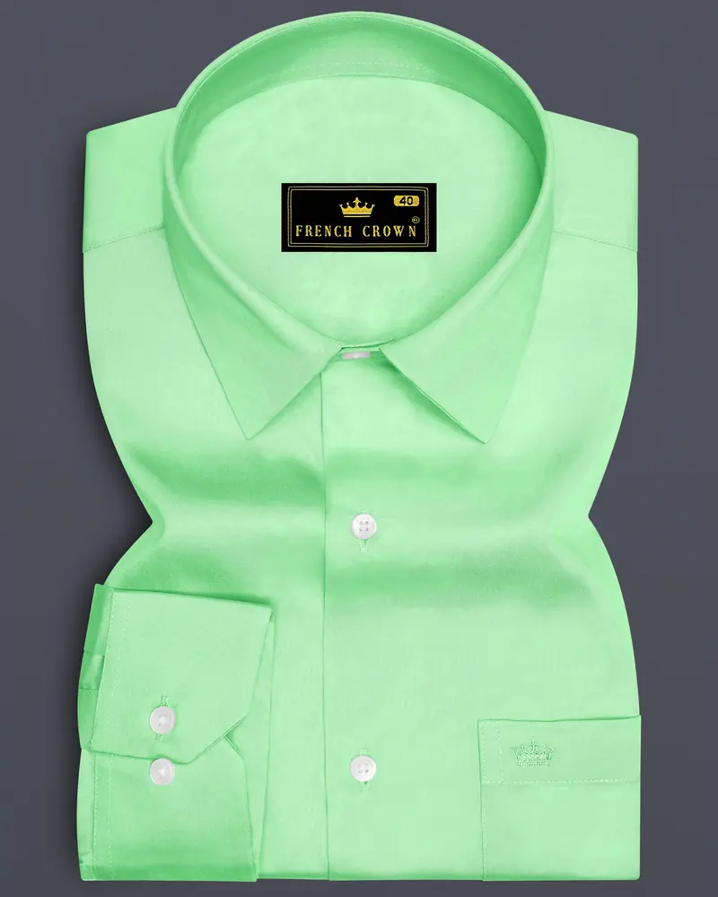 Verdoro Celadon Green Subtle Sheen Super Soft Premium Cotton Dress Shirt 6