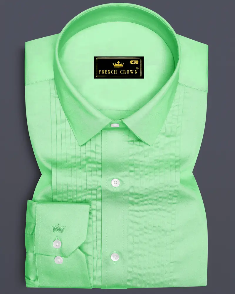 Verdoro Celadon Green Subtle Sheen Super Soft Premium Cotton Tuxedo Dress Shirt 1