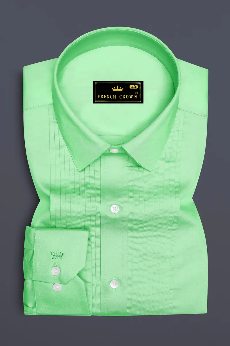 Verdoro Celadon Green Subtle Sheen Super Soft Premium Cotton Tuxedo Dress Shirt 2
