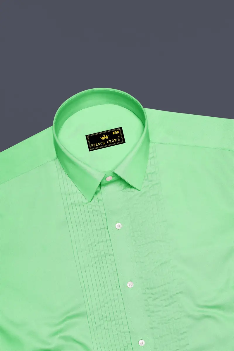 Verdoro Celadon Green Subtle Sheen Super Soft Premium Cotton Tuxedo Dress Shirt 5
