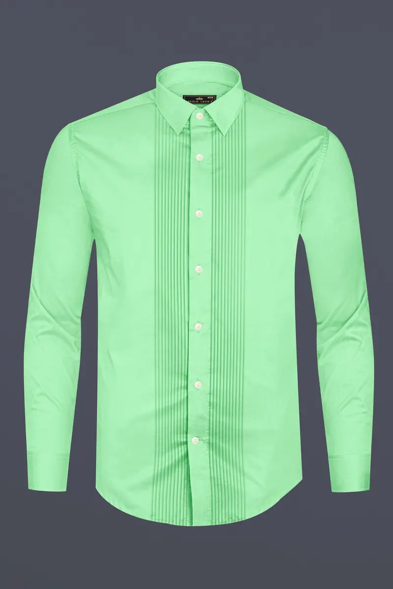 Verdoro Celadon Green Subtle Sheen Super Soft Premium Cotton Tuxedo Dress Shirt 6