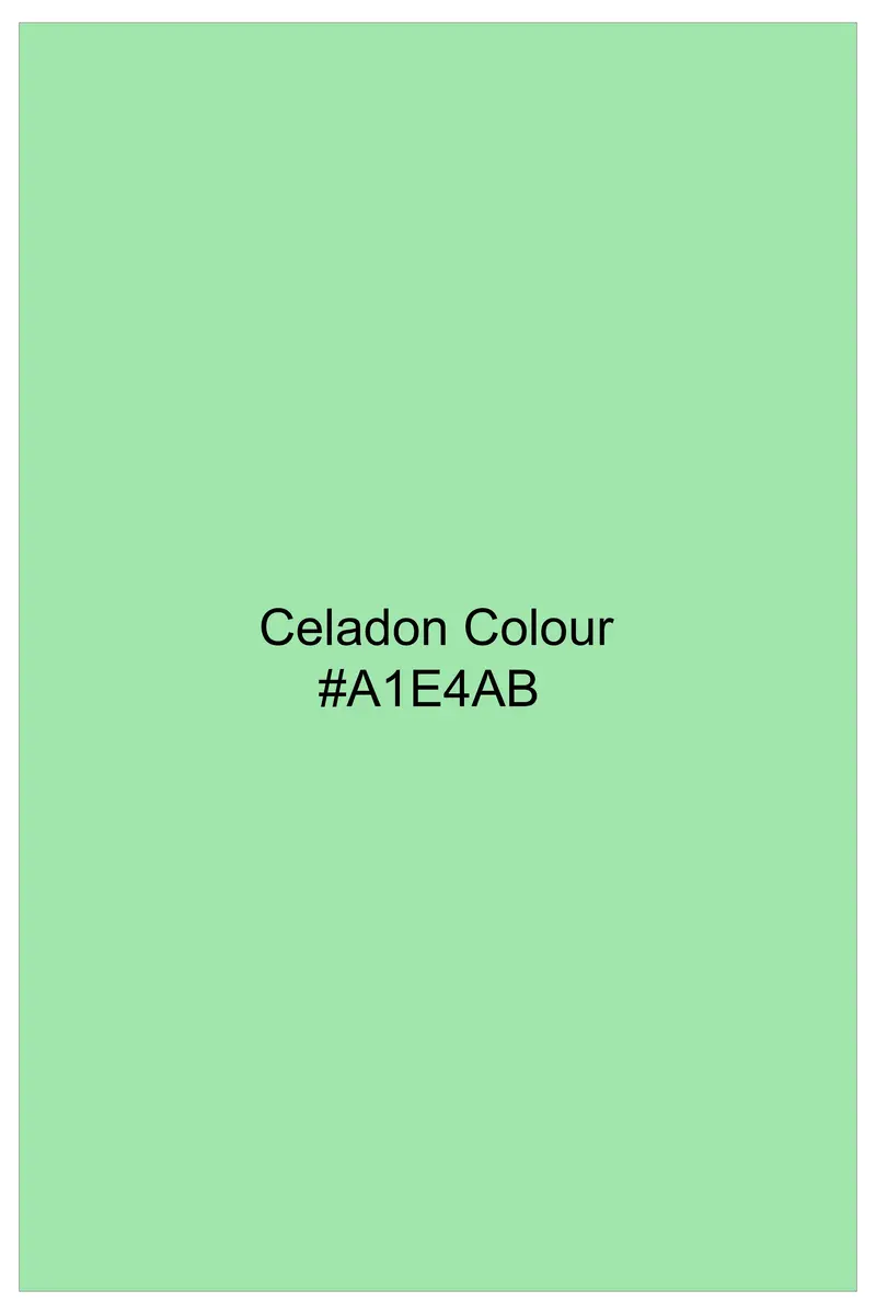Verdoro Celadon Green Subtle Sheen Super Soft Premium Cotton Tuxedo Dress Shirt 9