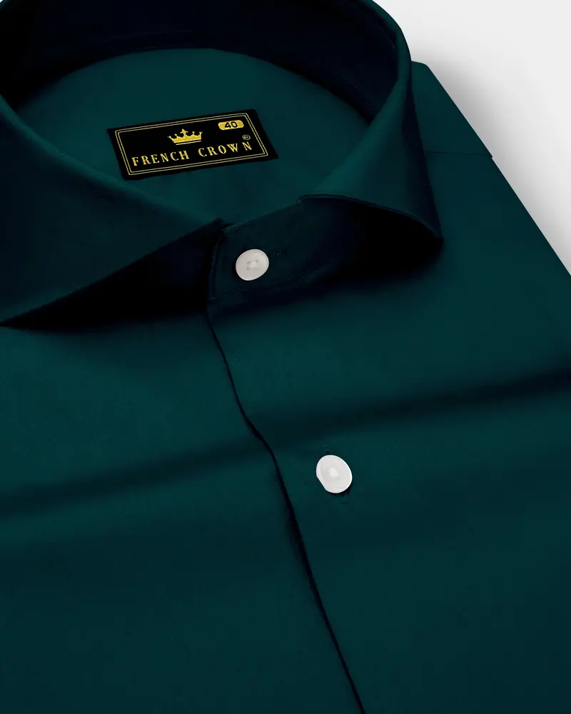 Verdoro-Daintree Green Subtle Sheen Super Soft Premium Cotton Cut Away Collar Dress Shirt 1