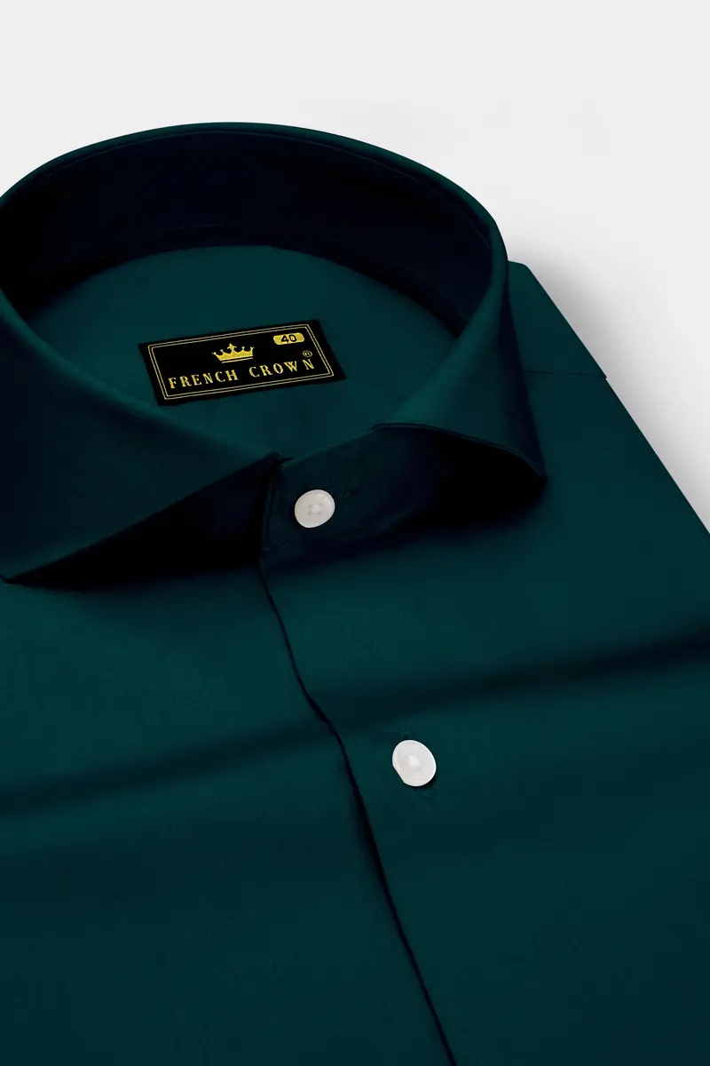 Verdoro-Daintree Green Subtle Sheen Super Soft Premium Cotton Cut Away Collar Dress Shirt 2