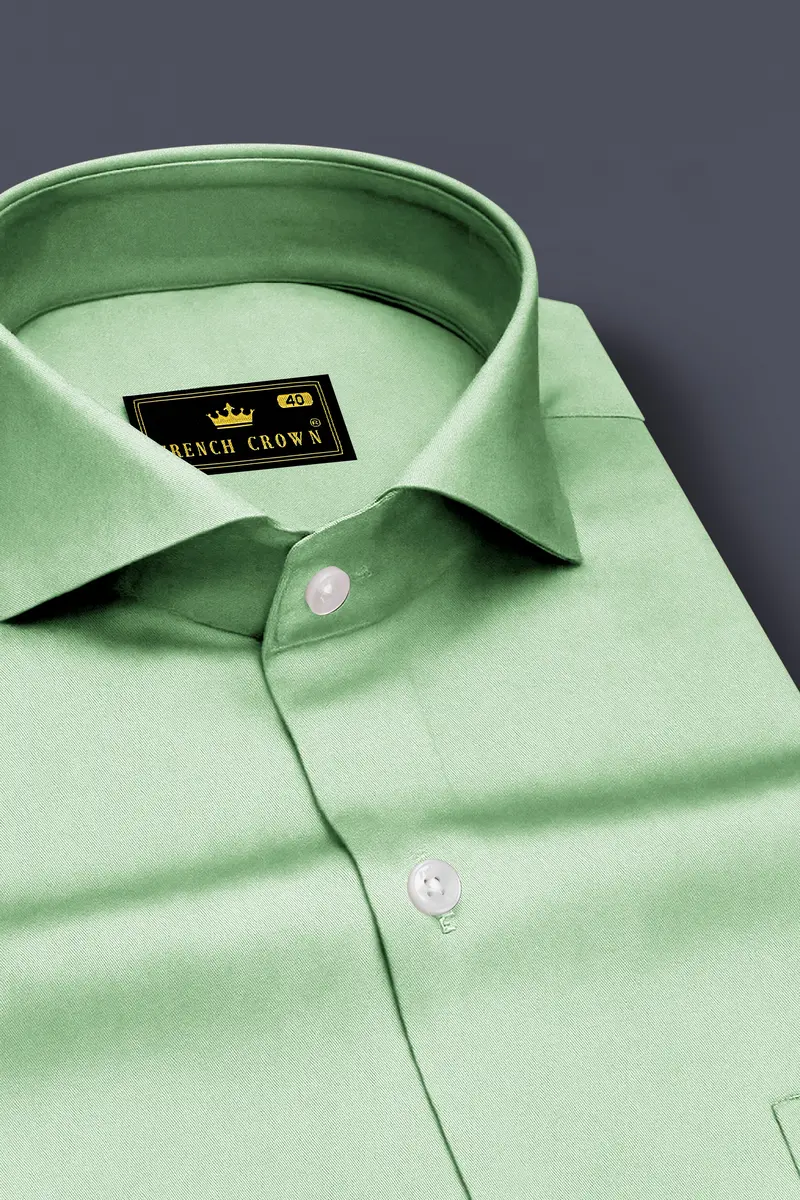 Verdoro-Oxley Green Subtle Sheen Super Soft Premium Cotton Cut Away Collar Dress Shirt 2