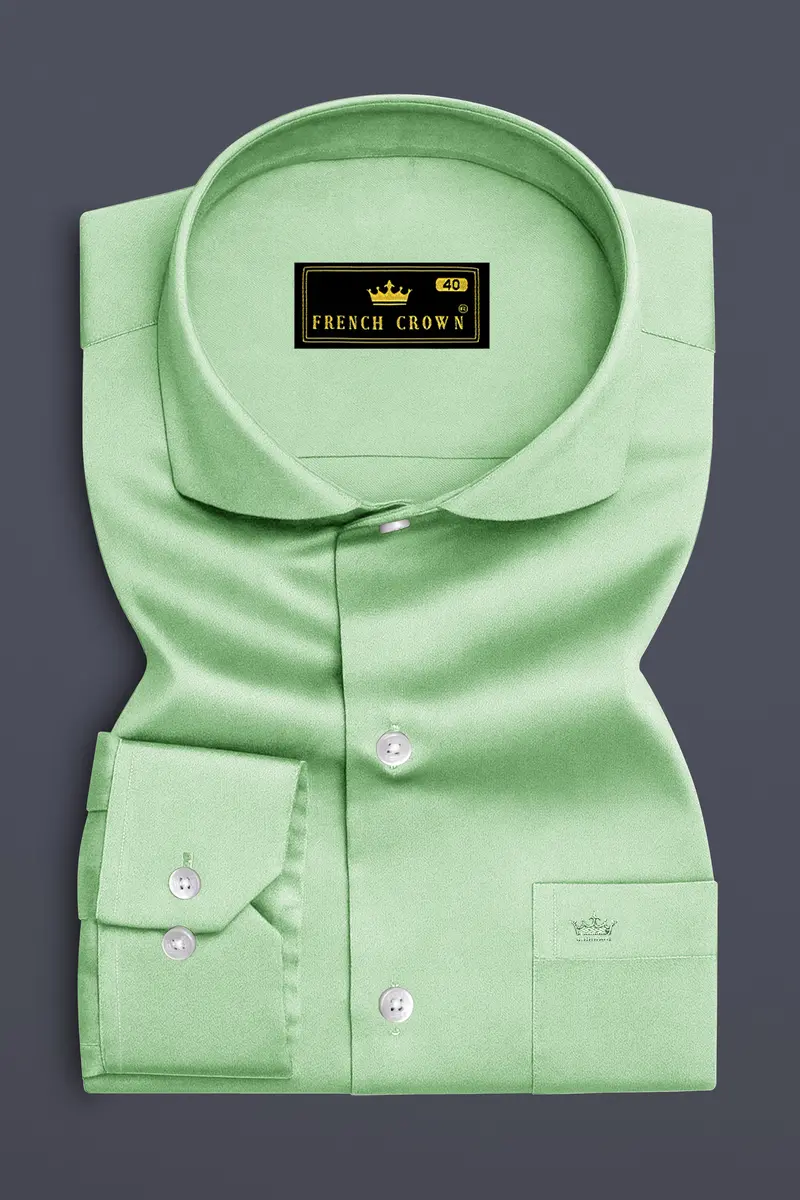 Verdoro-Oxley Green Subtle Sheen Super Soft Premium Cotton Cut Away Collar Dress Shirt 4