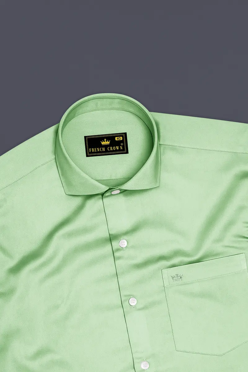 Verdoro-Oxley Green Subtle Sheen Super Soft Premium Cotton Cut Away Collar Dress Shirt 5