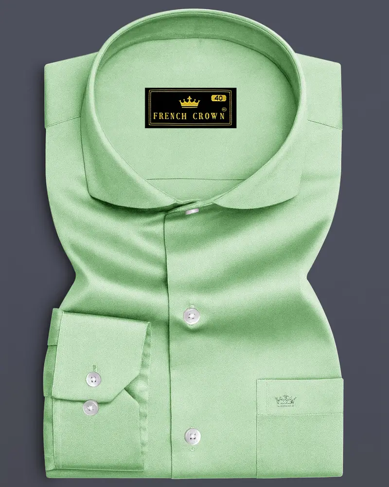 Verdoro-Oxley Green Subtle Sheen Super Soft Premium Cotton Cut Away Collar Dress Shirt 6