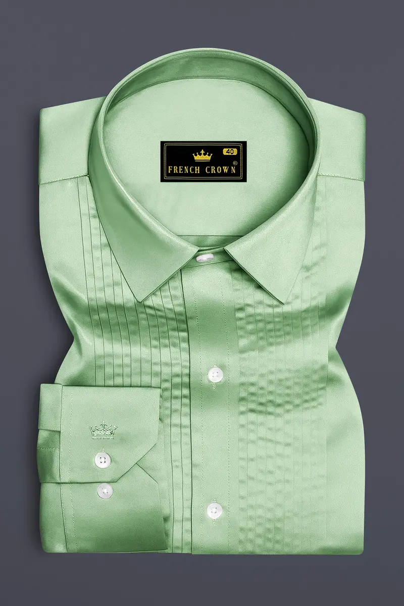 Verdoro-Oxley Green Subtle Sheen Super Soft Premium Cotton Tuxedo Shirt 2