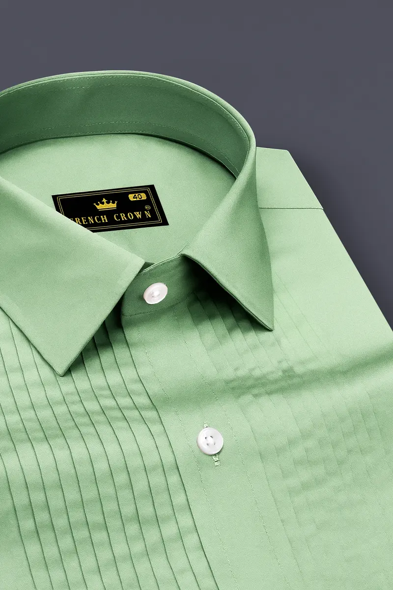 Verdoro-Oxley Green Subtle Sheen Super Soft Premium Cotton Tuxedo Shirt 4