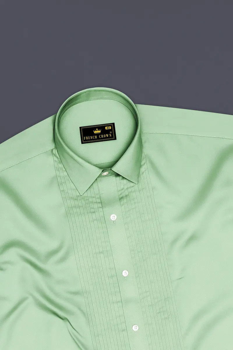 Verdoro-Oxley Green Subtle Sheen Super Soft Premium Cotton Tuxedo Shirt 5