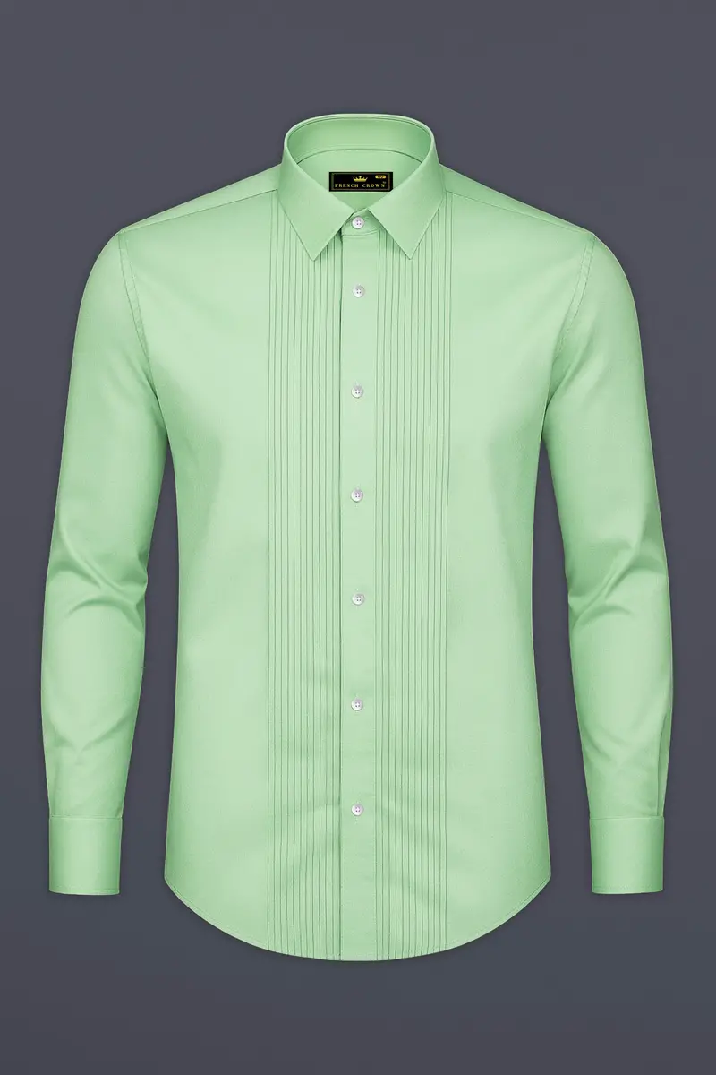 Verdoro-Oxley Green Subtle Sheen Super Soft Premium Cotton Tuxedo Shirt 6
