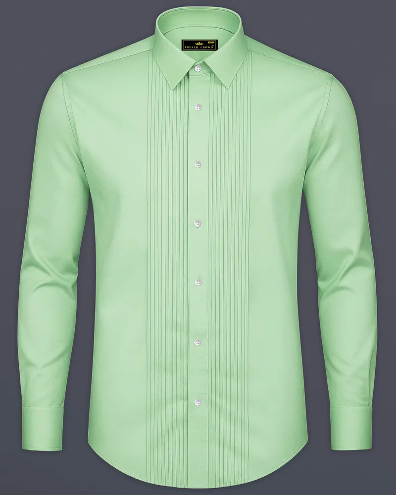 Verdoro-Oxley Green Subtle Sheen Super Soft Premium Cotton Tuxedo Shirt 8