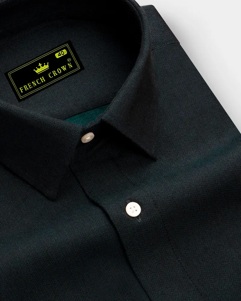 Verdoro-Racing Green Dobby Textured Premium Giza Cotton Dress Shirt 1