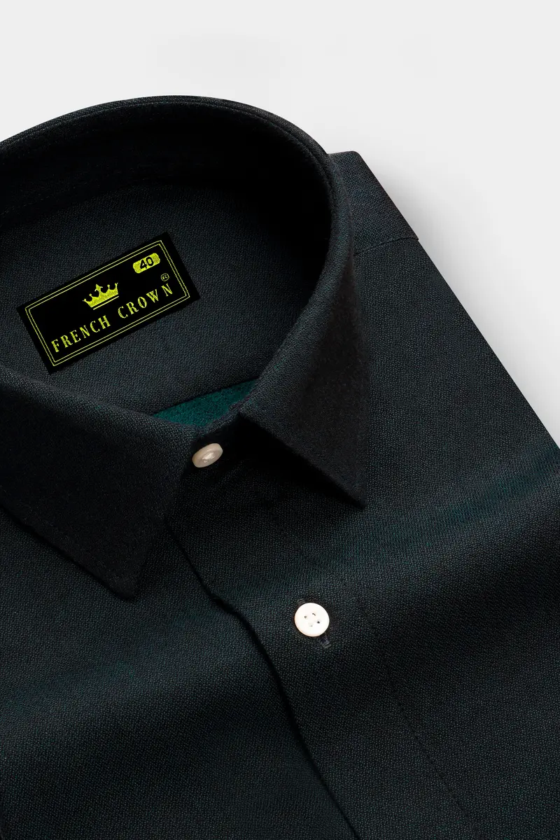 Verdoro-Racing Green Dobby Textured Premium Giza Cotton Dress Shirt 2