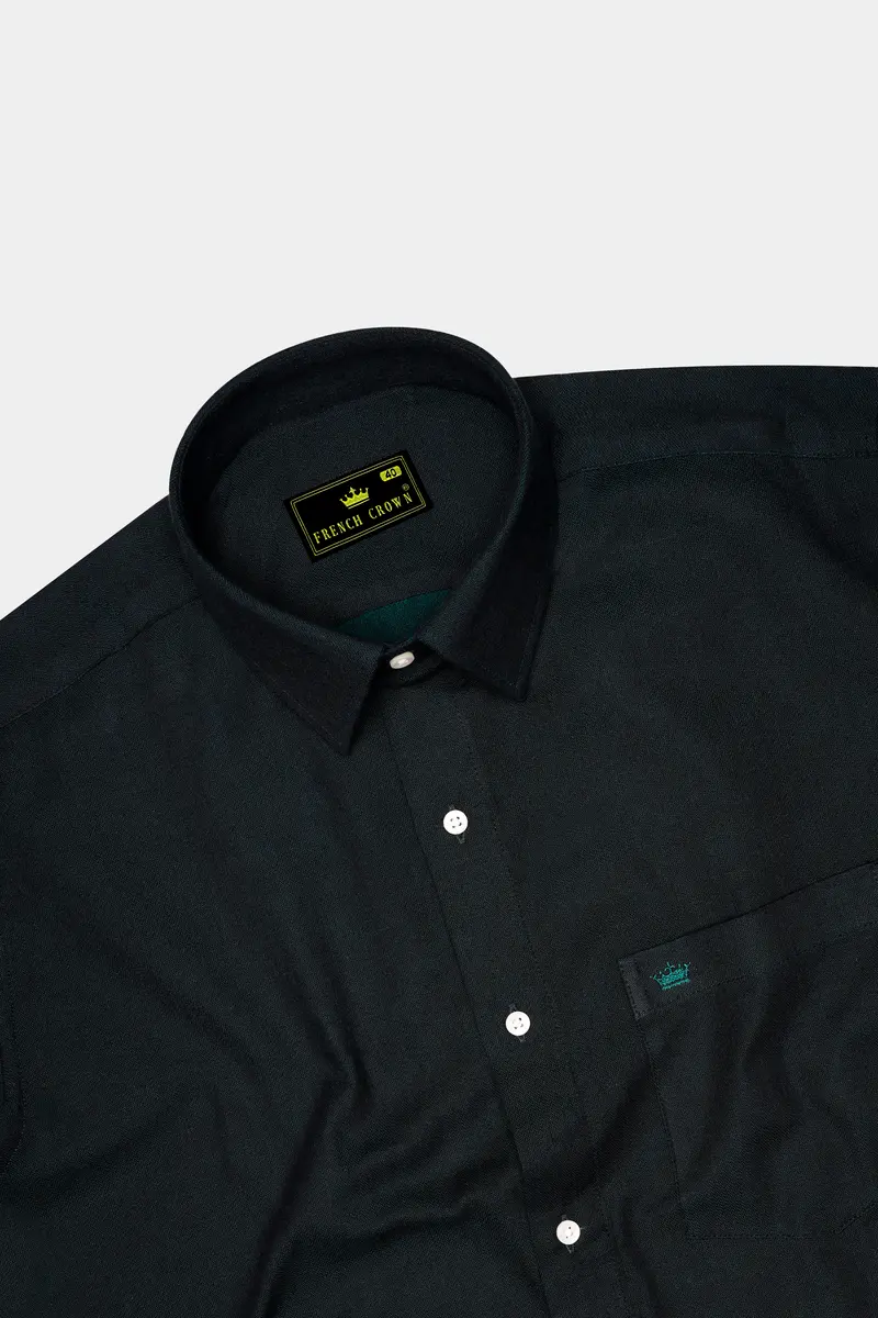 Verdoro-Racing Green Dobby Textured Premium Giza Cotton Dress Shirt 5