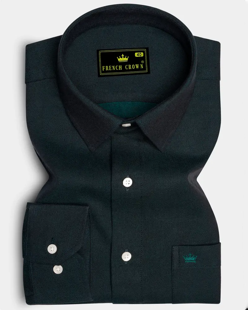 Verdoro-Racing Green Dobby Textured Premium Giza Cotton Dress Shirt 6