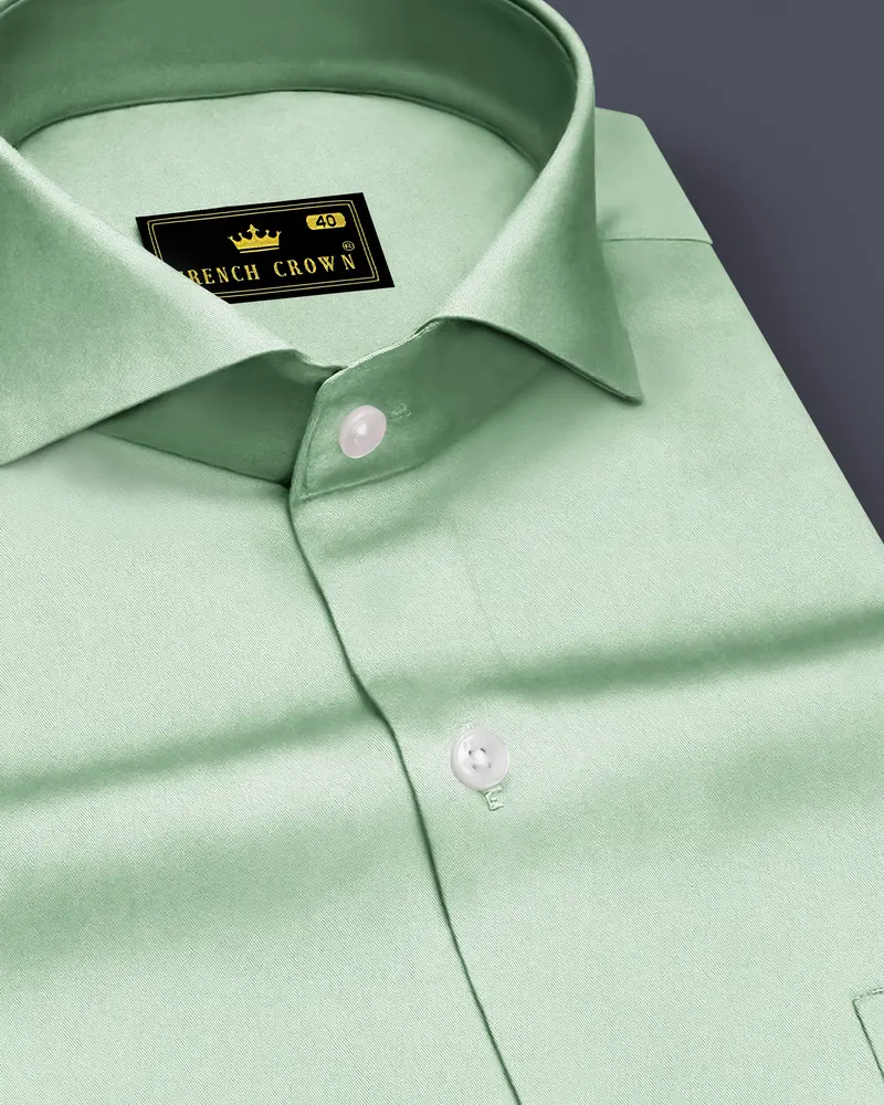 Verdoro-Spring Green Subtle Sheen Super Soft Premium Cotton Cut Away Collar Dress Shirt 1