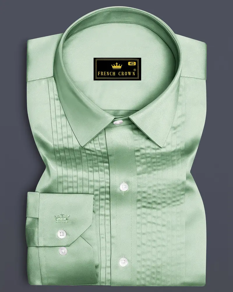 Verdoro-Spring Green Subtle Sheen Super Soft Premium Cotton Tuxedo Shirt 1