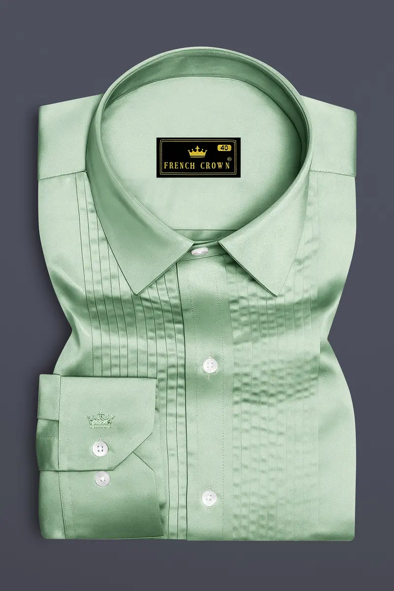 Verdoro-Spring Green Subtle Sheen Super Soft Premium Cotton Tuxedo Shirt 2