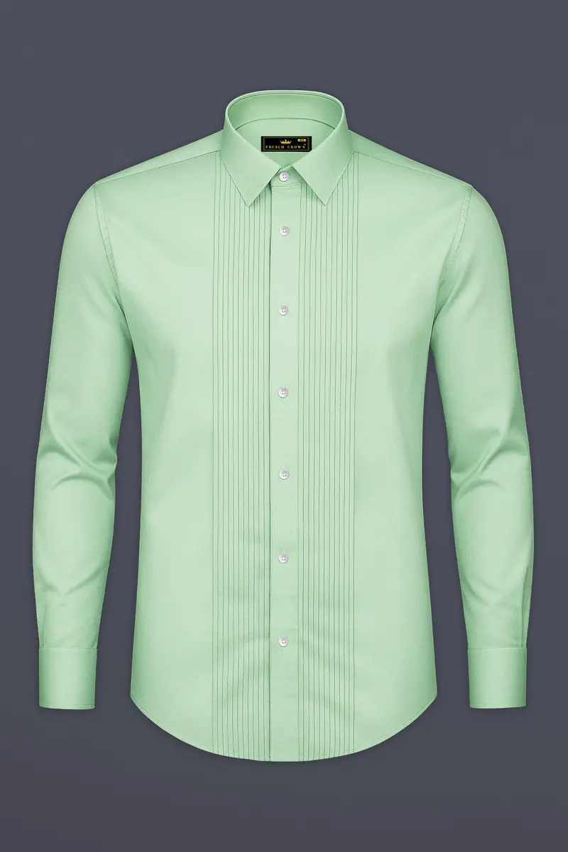 Verdoro-Spring Green Subtle Sheen Super Soft Premium Cotton Tuxedo Shirt 6